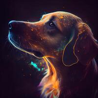 Dachshund dog. Digital painting on a black background., Image photo