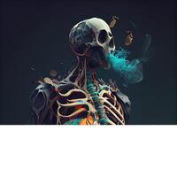 Human skeleton with blank space for your text or image. 3D illustration., Image photo
