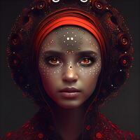 3d illustration of a beautiful african woman with creative make up, Image photo