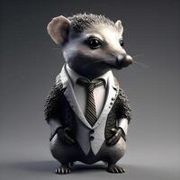 Funny cartoon goat with glasses and a business suit. 3d rendering, Image photo