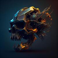 Futuristic cyber skull. 3d rendering, 3d illustration., Image photo