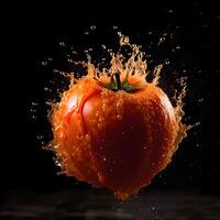 Fresh vegetables with water splash on black background. Healthy food concept., Image photo