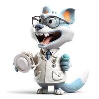 Cartoon character of fox as a doctor with a stethoscope, Image photo