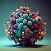 3d rendering of a virus in a shape of a sphere., Ai Generative Image photo