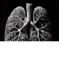 Lungs of human on a black background. 3d illustration, Ai Generative Image photo
