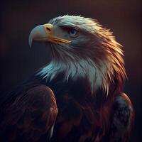 Bald Eagle in the dark. 3d rendering. Computer digital drawing., Image photo