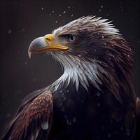 Beautiful portrait of an eagle on a dark background. 3d rendering, Image photo