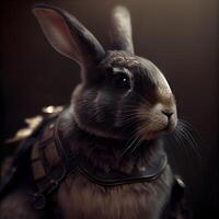 Rabbit in the studio on a dark background, close up, Image photo