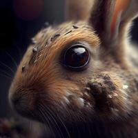 Close up portrait of a red hare with black eyes., Image photo