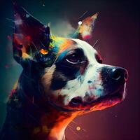 Creative portrait of a dog with a multicolored background., Image photo