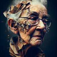 Portrait of an old woman with creative make up. Beauty, fashion., Image photo