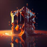 Falling drops of water. Splash effect after collision a falling drops with water Surface, Ai Generative Image photo