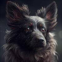 Portrait of a dog. Digital painting on a black background., Image photo