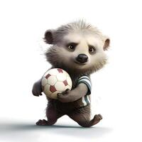 hedgehog with soccer ball isolated on white background 3d illustration, Image photo