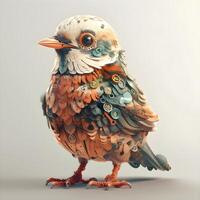 Cute colorful bird isolated on gray background. 3d illustration., Image photo