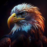 eagle portrait on a black background. digital painting. 3d illustration, Image photo