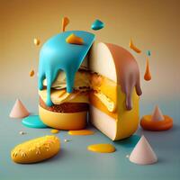 hamburguesa. realista 3d hamburguesa. ilustración., ai generativo imagen foto