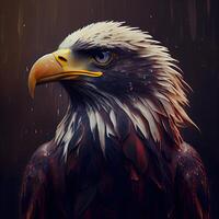 Eagle portrait on dark background. Digital painting. 3D illustration., Image photo