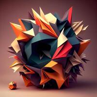 3d render of abstract geometric shape in low poly style, modern background, Image photo