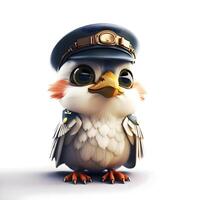 Cute cartoon owl in a police cap on a white background., Image photo