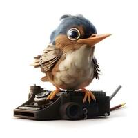 Cute cartoon owl with pilot hat and goggles. 3D illustration, Image photo
