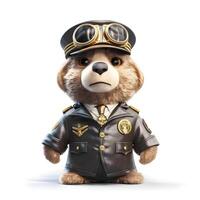 Cute cartoon hamster in the form of a pilot. White background., Image photo