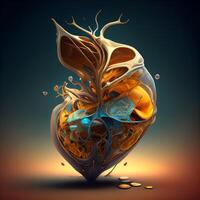 Human heart made in 3d software. illustration. Eps 10, Image photo
