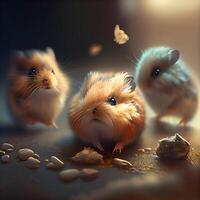 Hamster in the nest on a dark background. 3d rendering, Image photo
