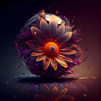 Beautiful abstract flower on black background. 3d rendering, 3d illustration., Image photo