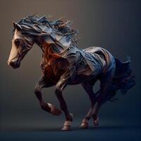 Horse with a beautiful mane. 3D rendering. Computer digital drawing., Image photo