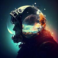 Astronaut in outer space. Elements of this image furnished by NASA, Image photo