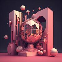 Abstract geometric composition. 3d rendering, 3d illustration. Futuristic background., Image photo