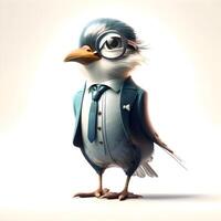 elegant bird in a jacket and tie, 3d illustration, Image photo