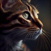 Close up portrait of a cat with big eyes. 3d rendering, Image photo