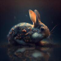 Rabbit on a dark background. 3D illustration. 3D rendering, Image photo