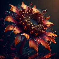 3D illustration of abstract fractal for creative design looks like sunflower, Image photo