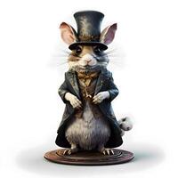 Cute cat in a top hat with a magic wand. 3d rendering, Image photo