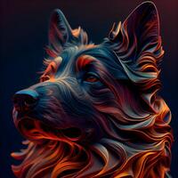 Portrait of a dog breed German Shepherd. Colorful abstract background., Image photo