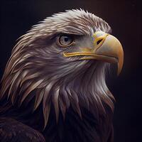 eagle portrait on a black background, 3d render, illustration, Image photo