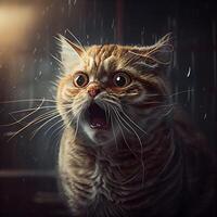 Portrait of a cat in the rain. Portrait of a cat., Image photo