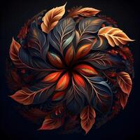 Abstract fractal background with a lot of colorful flowers and leaves., Image photo