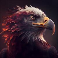 eagle portrait on dark background, 3d render, digital illustration, Image photo