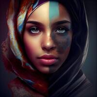 retrato de un hermosa mujer en un hiyab belleza, moda., ai generativo imagen foto