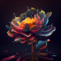 Beautiful abstract flower on a black background. 3d illustration., Image photo