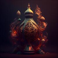 Ramadan Kareem Greeting Card with Ornamental Ramadan Kareem Lantern, Image photo