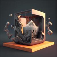 3d illustration of abstract geometric shapes in the form of a cube, Image photo