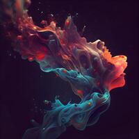 Colorful paint splashes on black background. Abstract background for design, Image photo