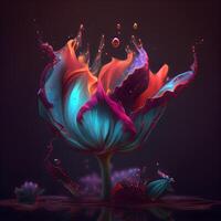 Beautiful abstract flower on dark background. 3d rendering, 3d illustration., Image photo