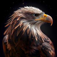 Eagle portrait on dark background. 3d rendering. Computer digital drawing., Image photo