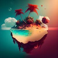 tropical isla con palma arboles y arena. ilustración., ai generativo imagen foto